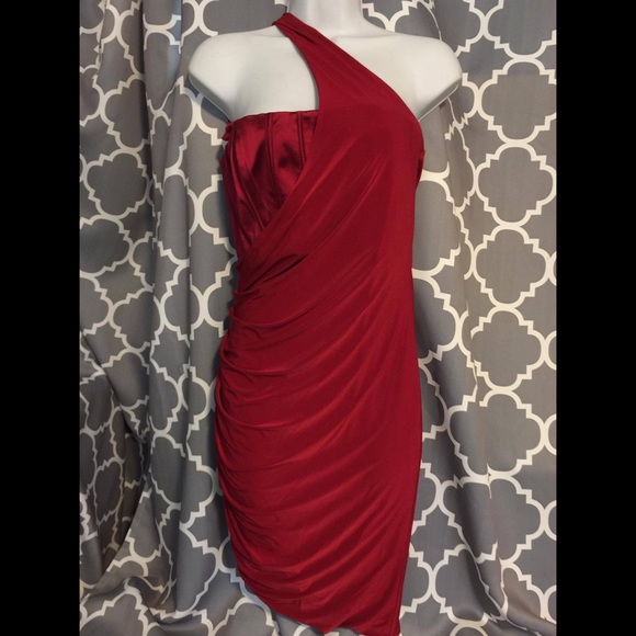 Red satin cocktail dress - Picture 1 of 6